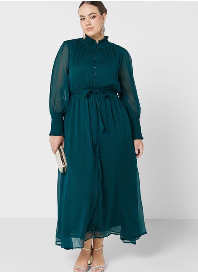 Buy Puff Sleeve Belted Dress in UAE