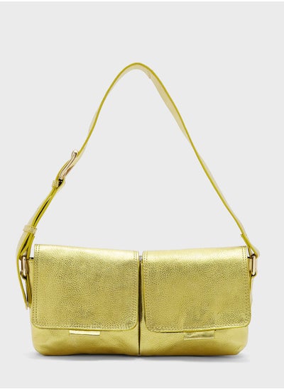 Buy Lara Metallic Flap Over Satchel in Saudi Arabia