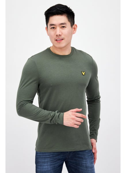 Buy Men Sportswear Fit Long Sleeve Outdoor T-Shirt, Olive in UAE