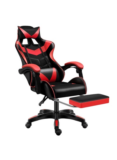 Buy Ergonomic Gaming Chair Heavy Duty Office Throne with Headrest Armrest and Footrest Red in UAE