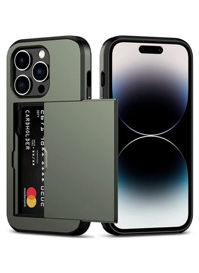 اشتري iPhone 14 Pro Max Wallet Case with Credit Card Holders Slots Dual Layer Shockproof Hard PC Soft TPU Slide Flip Protective Case for iPhone 14 Pro Max 6.7 Inch,iphone 14 Pro Max Cover في السعودية