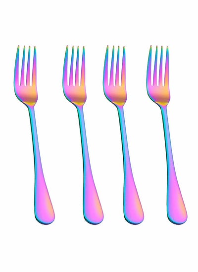 Buy Rainbow Dinner Forks, Stainless Steel Titanium, Color Plated Fork Set in UAE