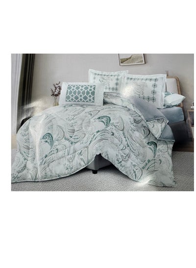 Buy Comforter set 6pcs set glazed cottonKing size 1-PC fitted bedsheet 200 * 200cm,1-PCS Comforter 220 * 240 fixed, 4PCS Super Soft Pillowcases in UAE