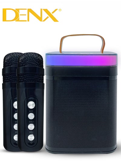 Buy Karaoke Machine, Mini Portable Karaoke Speaker With 2 Wireless Microphones And Dynamic Lights in Saudi Arabia