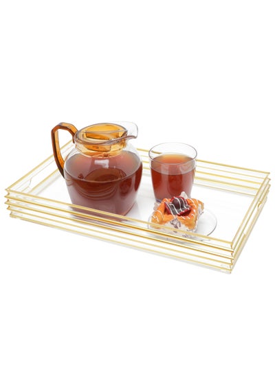 Buy Acrylic Tray, Clear Tray, Acrylic Serving Tray with Handles for Ottoman, Coffee, Appetizer, Breakfast (Clear) in UAE