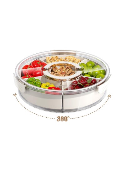 Buy Divided Serving Tray, Plastic Storage Food Containers with Lids and Handle，6 Compartments Snack Tray Serving Platter for Biscuits, Fruit, Veggie in Saudi Arabia