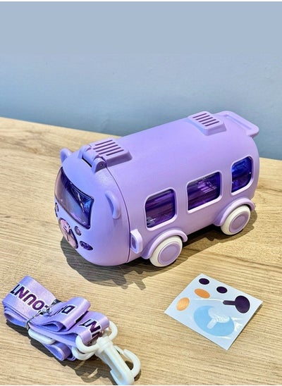 اشتري Multifunctional Bus Car Toy Children Water Bottle Portable Water Cup with Straw ,Strap ,Purple في السعودية