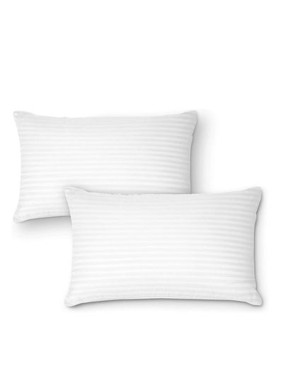 Buy Sleep Night Pack Of 2 Soft Stripe Hotel Pillow 1 Kg Size 50 X 75 cm, Breathable Soft Microfiber Filling Pillows for Neck Pain, Back Side & Stomach Sleepers in Saudi Arabia