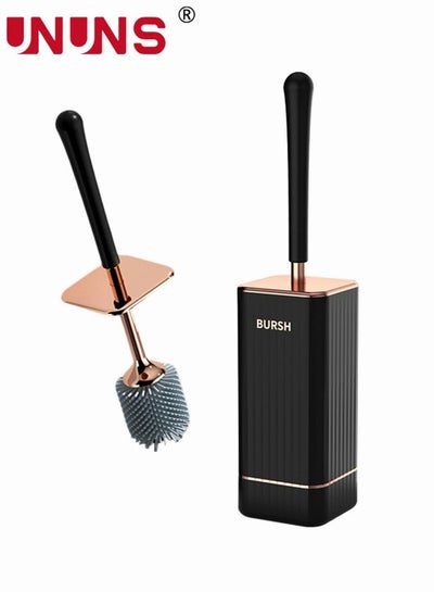 Buy Toilet Brush And Holder,Toilet Scrubber And Covered Holder,Easy to Hide, Drip-Proof,Silicone Toilet Brush Black in UAE