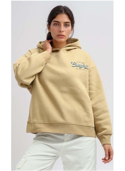 Buy Front & Back Printed Slip On Beige Hoodie in Egypt