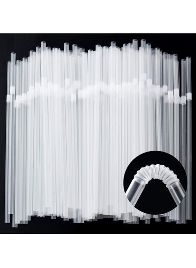 اشتري 100 Pack Disposable Plastic Straws, Clear Flexible Drinking Straws 177 x 6 MM Plastic Bendy Straws في الامارات