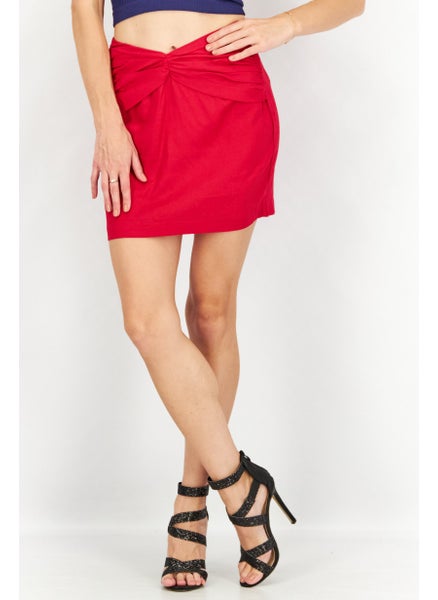 Buy Women Textured Mini Skirt, Raspberry in UAE