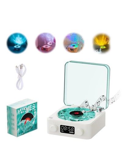 Buy Wireless Vintage Waves Vinyl Record Player Style Bluetooth Speaker, Portable CD Player That Looks like a Record Player, with Ambient Lights,White in Saudi Arabia