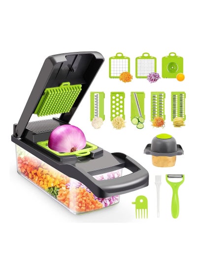 Buy Vegetable Chopper,Senbowe Multifunctional 13-in-1 Food Choppers Onion Chopper Vegetable Slicer Cutter Dicer Veggie chopper with 8 Blades,Colander Basket,Container for Salad Potato Carrot Garlic in UAE