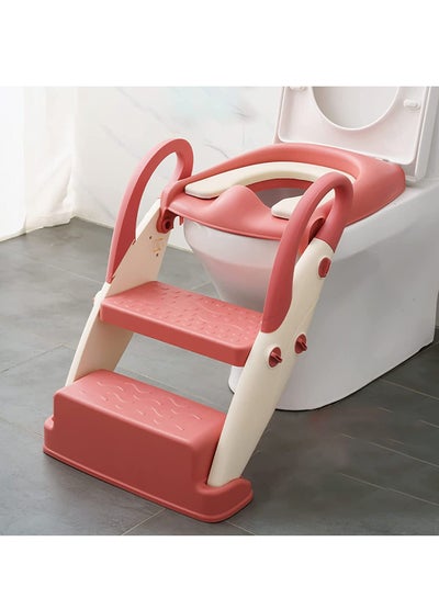 Buy Kids Multi-Function Auxiliary Stair Folding Toilet（Pink） in Saudi Arabia