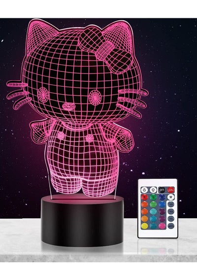 اشتري 3D LED Night Light Table Desk Lamp 16 Color Optical Illusion Lights Hello Kitty 8 في الامارات