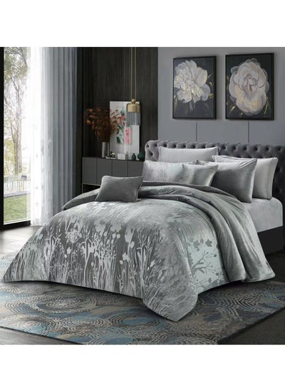 Buy HOURS Luxury Jacquard Winter Comforter Set Super Soft Fur Velvet Warm Solid Modern Design 4pcs in Saudi Arabia