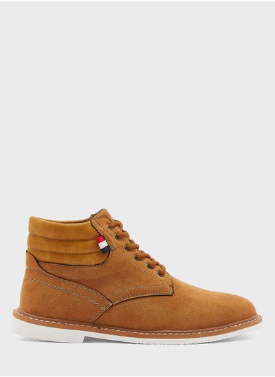 Buy Webbing Detail Casual Faux Suede Boots in UAE