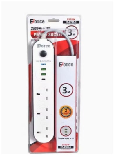 Buy Force connection with multiple ports, strong and durable, with charging power of up to 1.0 A per port 3 meters in Saudi Arabia