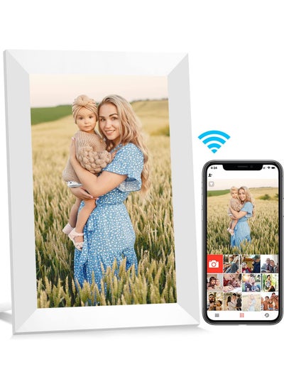 Buy Smart Touch Cloud Digital Travel Photo Frame Wifi control with FRAMEO App, 10.1 Inch HD Screen Vivid Color Display Pure White Built-in 16GB Memory Large Storage Auto-Rotate picture player in UAE