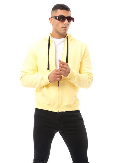 اشتري Yellow Cotton Solid Fly Zipper Jacket في مصر