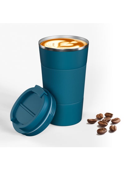 Buy Travel Coffee Mug, 510ml Vacuum Insulated Coffee Mug Spill Proof with Leakproof Lid, Stainless Steel Double Walled Reusable Coffee Tumbler for Hot and Cold Coffee Tea Water in Saudi Arabia