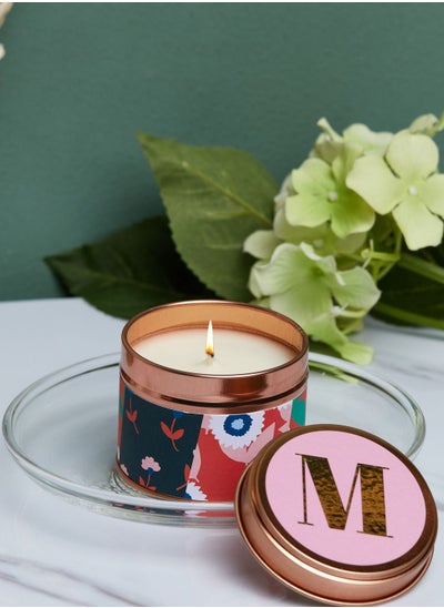 Buy M Initial Floral Candle in Saudi Arabia