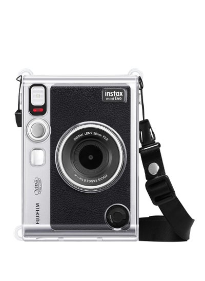 Buy Protective Case Compatible with Fujifilm Instax Mini EVO Instant Film Camera/Crystal Hard Shell PVC Protective Cover Carrying Cover/with Adjustable Shoulder Strap -Clear in UAE