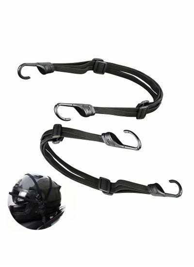 Buy Motorcycles Mesh Helmet Rope, Black Helmet Rope Motorcycle Strength Retractable Helmet Luggage Elastic Rope Strap with 2 Hooks, 60cm/2Pcs in UAE