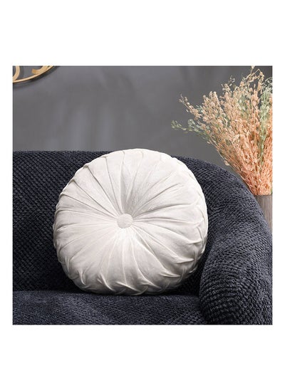 اشتري Ambrosia Smocked Round Cushion, White - 40 cm في الامارات