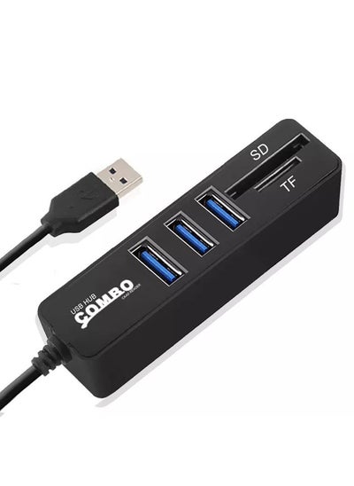 Buy COMBO USB Hub Card Reader , 3 *Ports USB 2.0 Hub - SD / TF Micro SD Card Reader - 480Mbps High Speed - Up To 1TB for iMac & Notebook | Black in Egypt