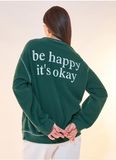 Buy Oversized Slogan Sweatshirt with Overlock Seam Detail in Saudi Arabia