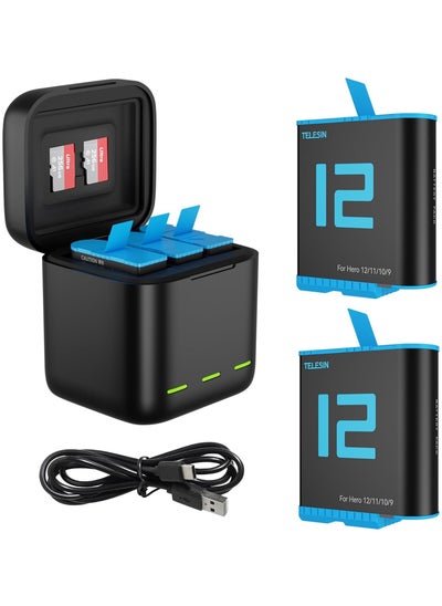 Buy 2-Pack Battery and 3-Channel Charing Dock for Hero 10 Hero 9 Black, Fully Compatible with HERO 10/9 Original Charger and Battery (Battery Charger Bundle) in Saudi Arabia