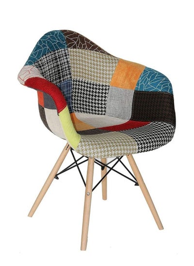 اشتري Galaxy Design Modern Dining/Coffee Arm Chair Plastic Shell With Fabric & Wooden Legs Multi Color Size (L x D x H) 40 x 42 x 80cm Model-JEAMS4 في الامارات