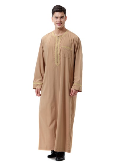 Buy Men's Printed Zipper Round Neck Robe in Saudi Arabia