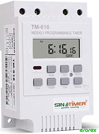 اشتري Digital Programmable Timer - 220V 30A Weekly 24 Hours / 7 Days Programmable Timer Plug Socket with LCD Display Control Load Programmable Digital Time Switch Relay Timer Control (White) في السعودية