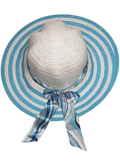 Buy MerryGlam Women Beach Hat | Brim Straw Girls Summer Sunshade Cap_ Travel Foldable Floppy UV Protection Sun Beach Ribbon Hat in UAE