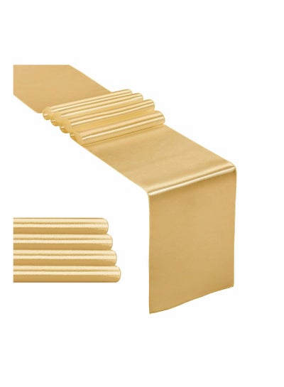 Buy Satin Table Runner, 1-Pack Gold 12 x 108 inches Long in UAE