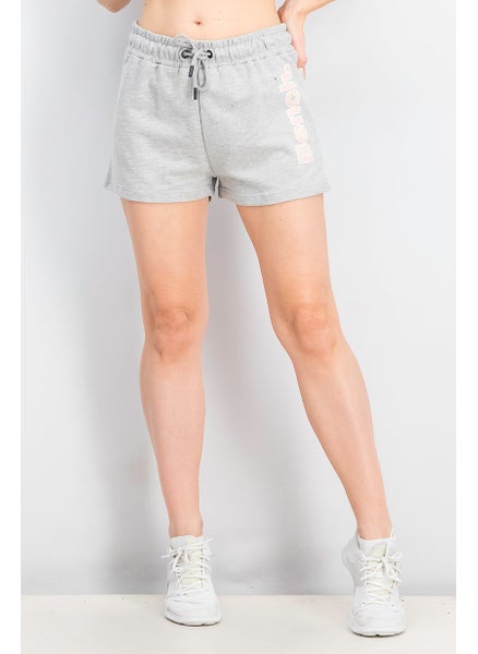 Buy Women Drawstring Brand Logo Short, Grey Marl in Saudi Arabia