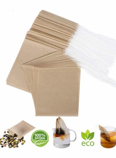 اشتري 100 Pack Disposable Tea Filter Bags with Drawstring for Loose Leaf Tea Coffee, Simple Fast Natural Empty Bag, 3.2 x 4.0inch في الامارات