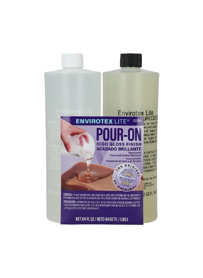 Buy 2-Piece Pour On High Gloss Finish Wood Stain Set Clear 1.89 L 2064 in Saudi Arabia