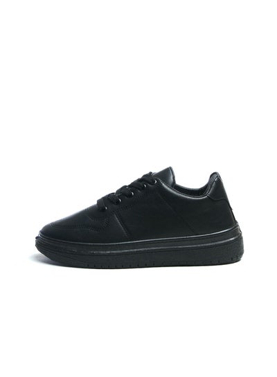 Buy Minimalist Lace-Up Flat Sneakers - BLACK in Egypt