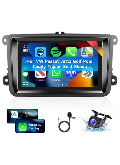 Buy Android Car Stereo for Volkswagen Passat Jetta Golf Polo Caddy Tiguan Seat Skoda 8GB RAM 128GB ROM Support SIM Card, Carplay, Mirror Link Wi-Fi BT, Radio GPS, 10 Inch IPS Touch Screen with AHD Camera Included in UAE