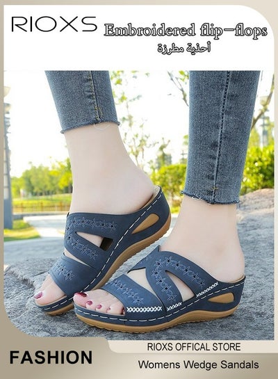 Wedge Sandals For Women,Soft Leather Sandal,Rubber Sole Women