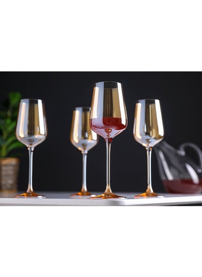 Buy 4-Piece Portobelo Stemware Glass Set Gold/Clear 365ml in UAE