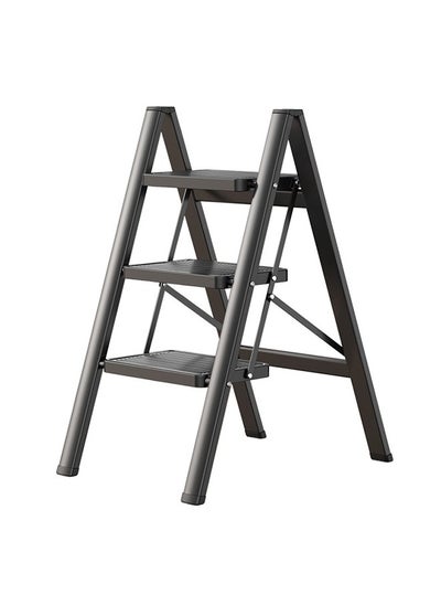 Buy Simple Ladder Collapsible Indoor Climbing Ladder Light Small Fresh Flower Frame Staircase 3 Floors (Black) in Saudi Arabia