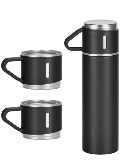 Buy 500ml/17 OZ Stainless Steel Thermo Bottle with 3 Cups, Insulated Coffee Water bottle for Hot and Cold Drinks, Vacuum Flask Set in UAE