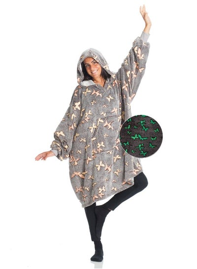 Buy Hoodie Wearable Blanket | Oversized Hooded SweatShirt / Fleece Blanket, Glow in the Dark, Soft & Comfy, Front Pocket, Washable, for Adults Men Women Teenagers size 90x95cm - Butterflies in Saudi Arabia