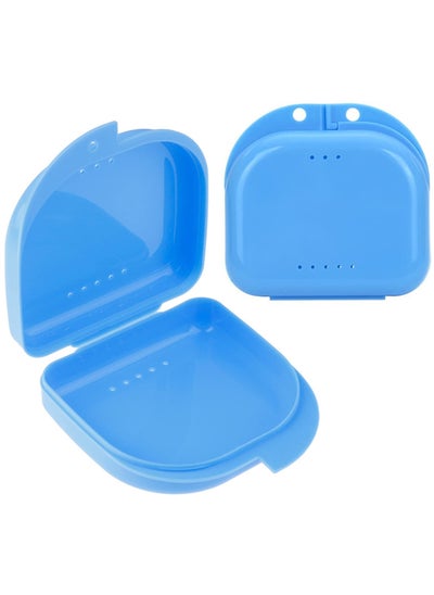 Buy Denture Case Retainer, False Teeth Container Box, Mouth Guard Case with Air Vent Holes, Teeth Brace Mouth Guard Storage for Travel (Blue) in Saudi Arabia