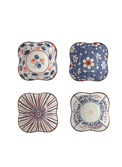 Buy Ceramic Bowls Set of 4, Hand-Painted Ceramic Bowls,Ceramic Pinch Bowls, Small Snack Bowls for Tapas, Olive, Soy Sauce Dish, Dip Bowls, Ingredients 8.5cm*4cm in UAE